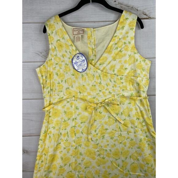 April Cornell Dress S Yellow Floral Midi Boho Country Cottage Faux Wrap NWT - Picture 2 of 10